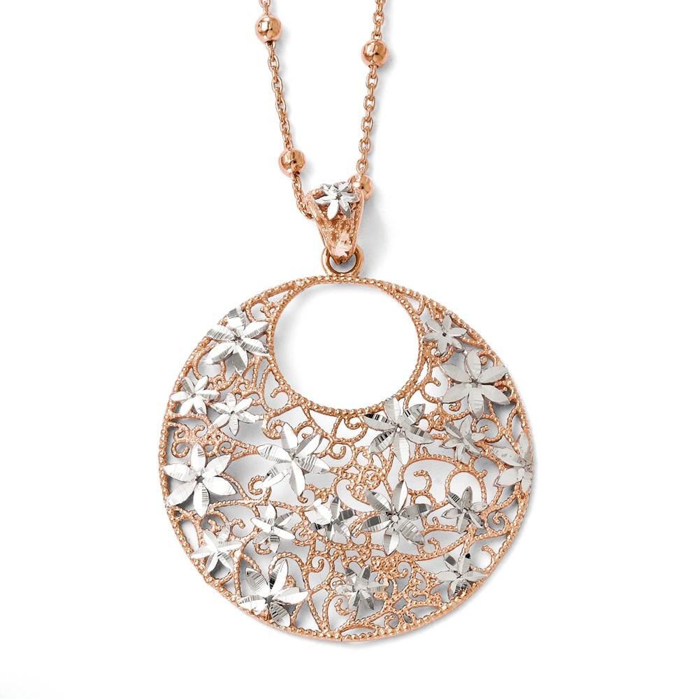 Jewelryweb Sterling Silver and Rose Gold-Flashed Necklace