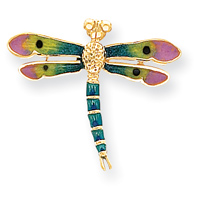 Jewelryweb 14k Enameled Dragonfly Pin
