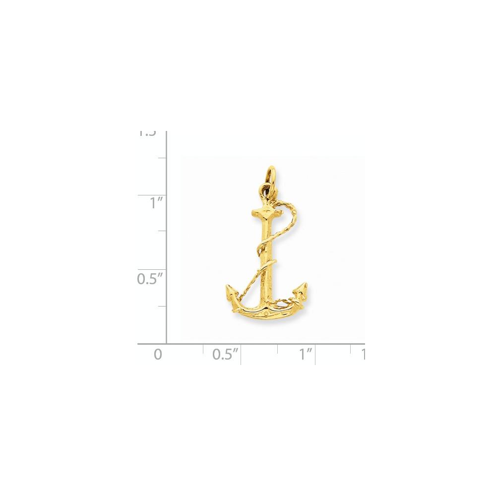 Jewelryweb 14k Yellow Gold Anchor Charm - Measures 26.4x14mm