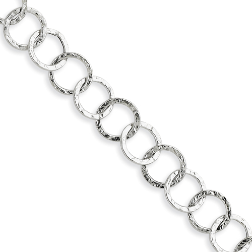 Jewelryweb 14k White Gold Fancy Textured Link Bracelet