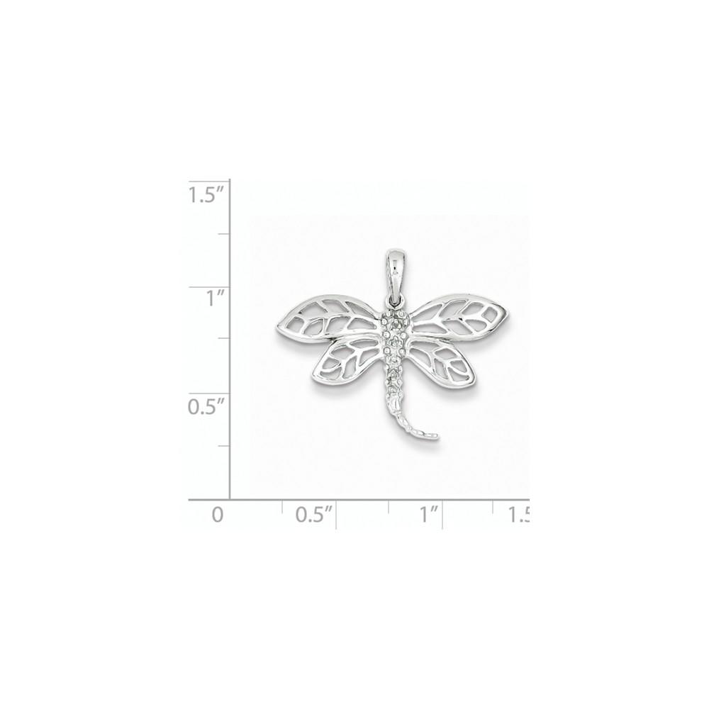 Jewelryweb Sterling Silver Diamond Butterfly Pendant