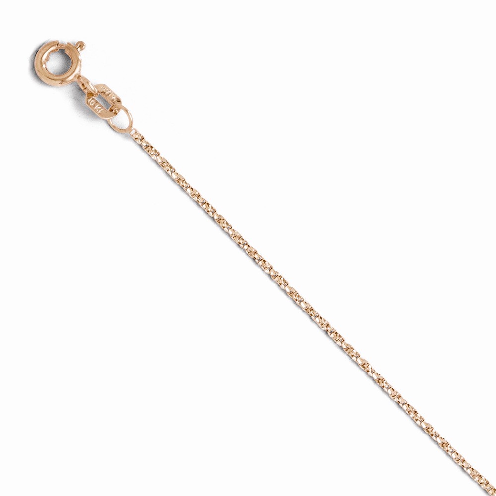 Jewelryweb 10k Rose Gold Twisted Spark. Box Chain Necklace - 20 Inch