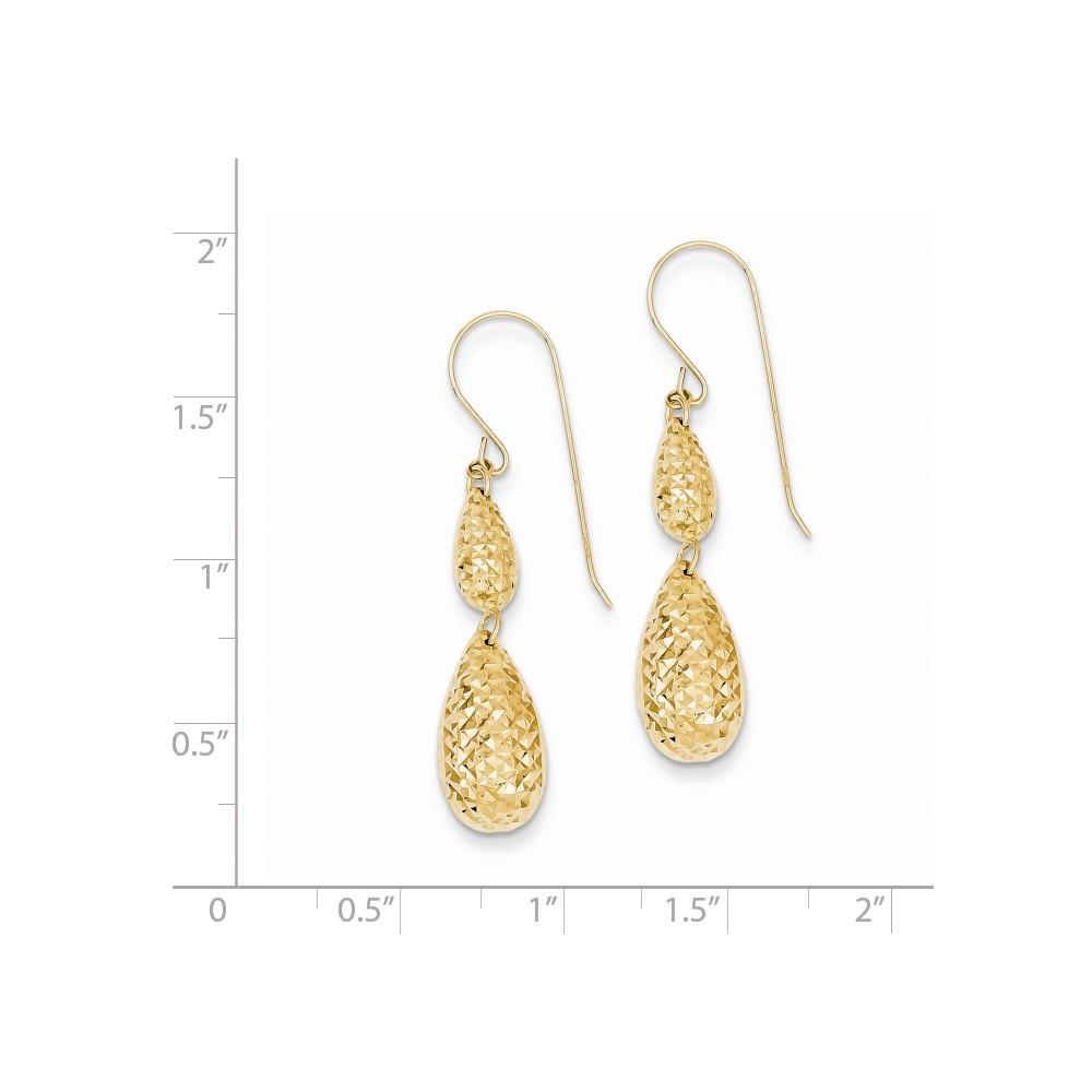 Jewelryweb 14k Yellow Gold Puff Teardrop Dangle Earrings