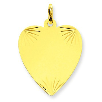 Jewelryweb 14k Plain D-Cut .018 Gauge Engraveable Heart Disc Charm