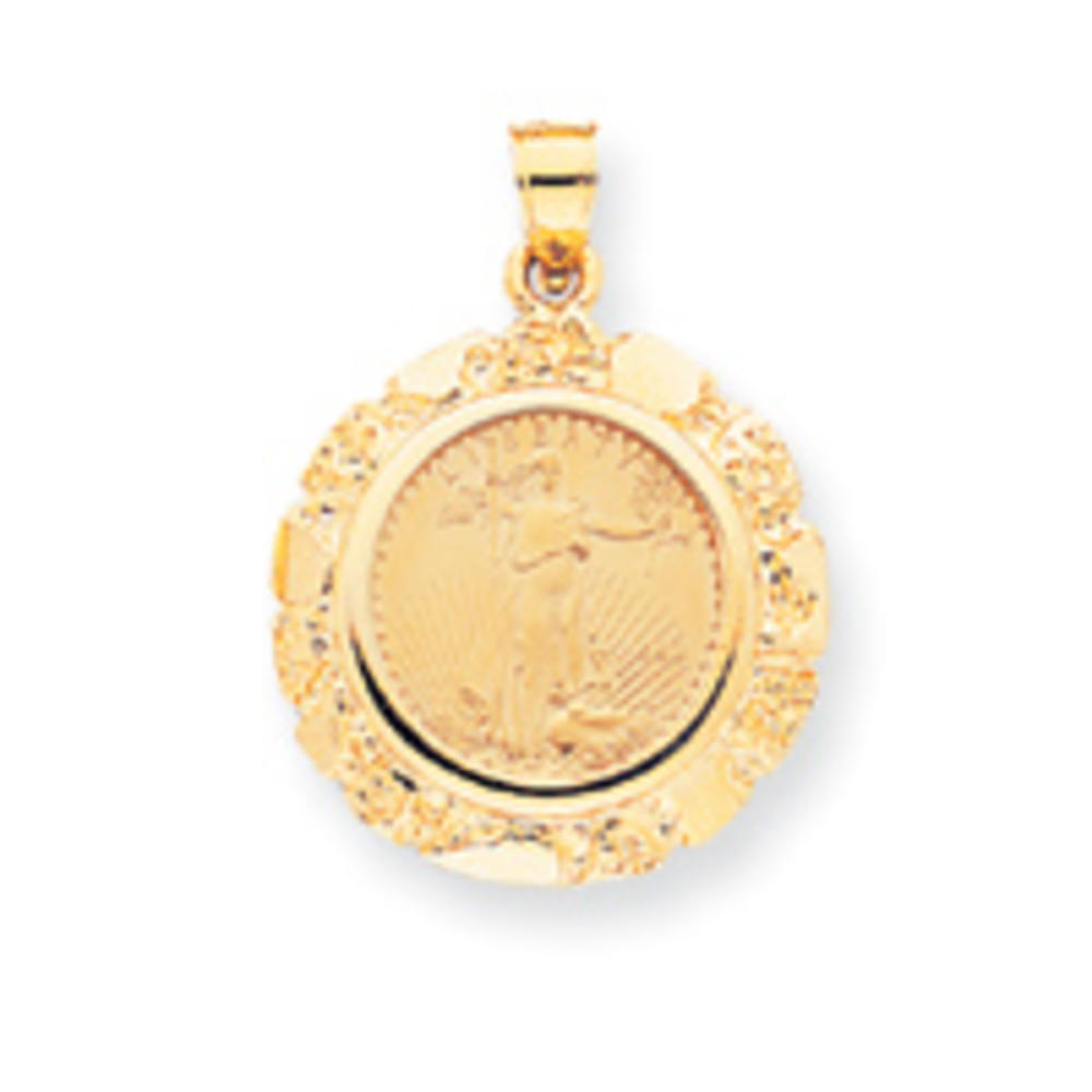 Jewelryweb 14k 1/10 oz American Eagle Coin Frame-Only Bezel Pendant