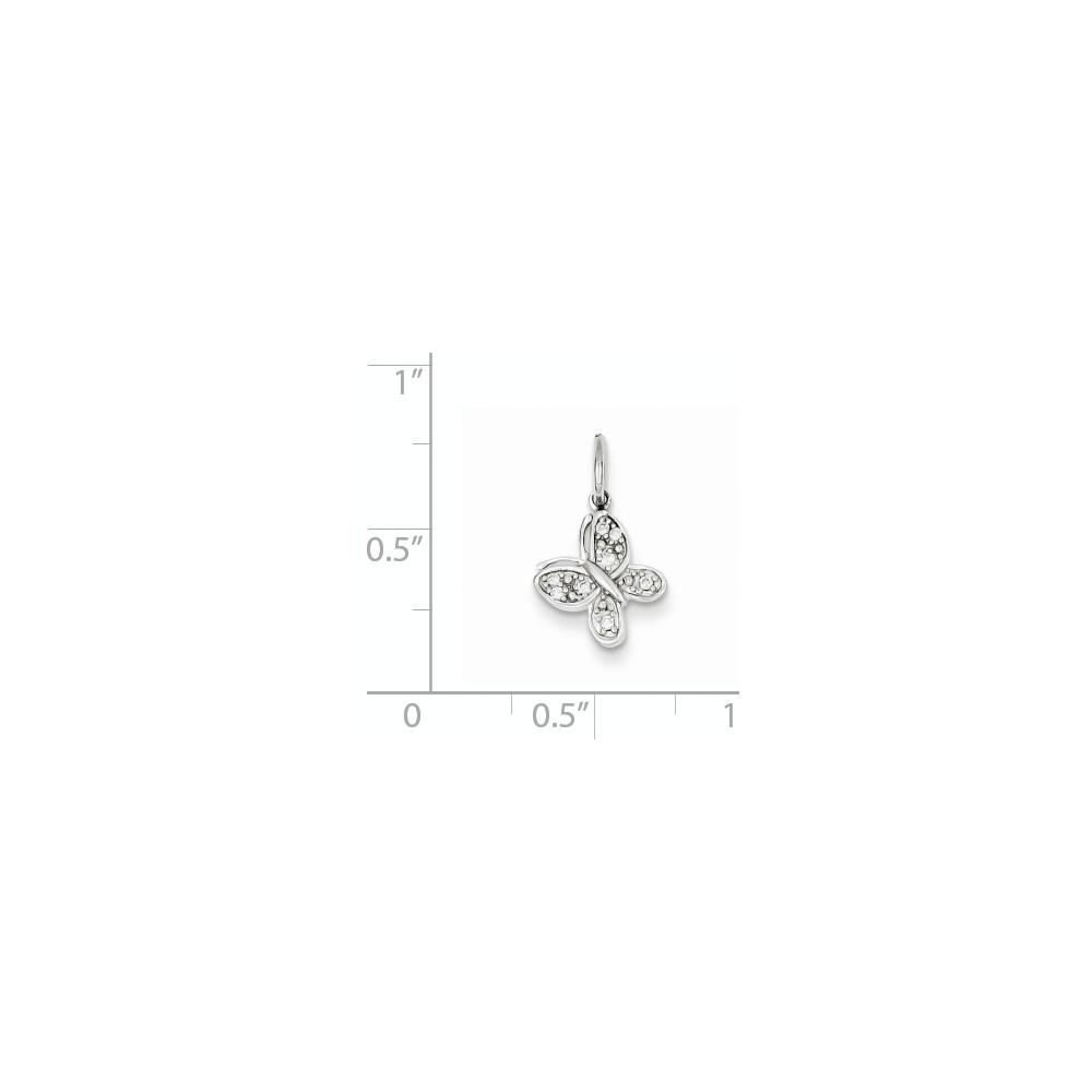 Jewelryweb 14k White Gold Diamond Butterfly Charm - Measures 11x10mm