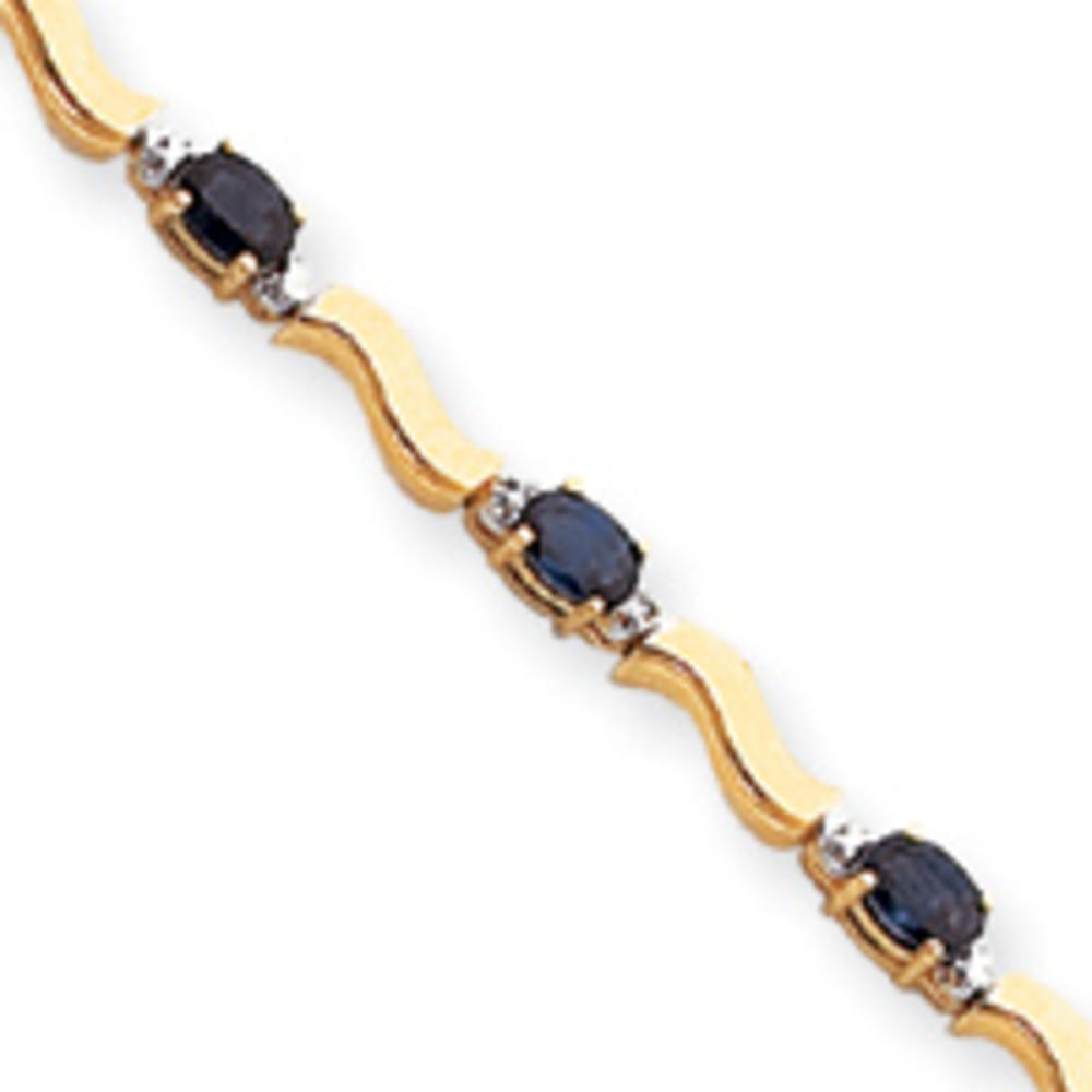 Jewelryweb 14k Fancy Diamond Sapphire Bracelet - 7 Inch - Lobster Claw