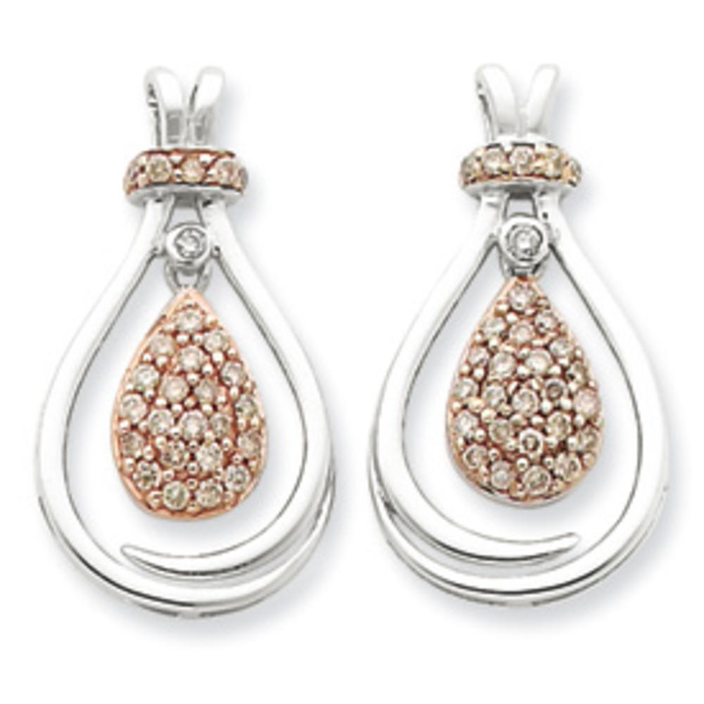 Jewelryweb Sterling Silver and Rhodium Diamond Earrings