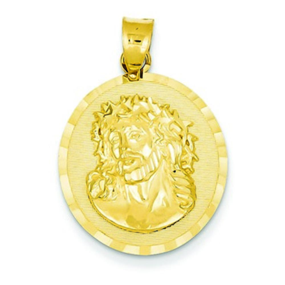 Jewelryweb 14k Sparkle-Cut Jesus Medal Pendant - Measures 19.2x31mm
