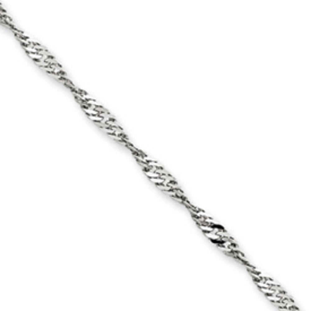 Jewelryweb 14k White Gold 2.2mm Singapore Chain Necklace - 24 Inch - Lobster Claw