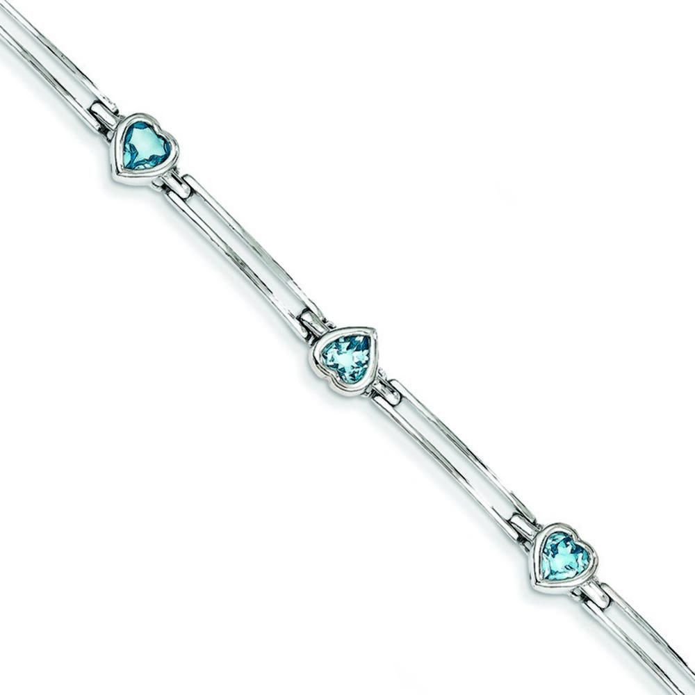 Jewelryweb 14k White Gold 2.9ct. Blue Topaz Bracelet - 7.25 Inch - Lobster Claw