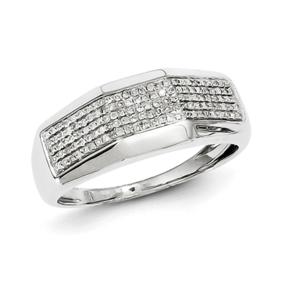 Jewelryweb Sterling Silver Diamond Men Band Ring - Size 11