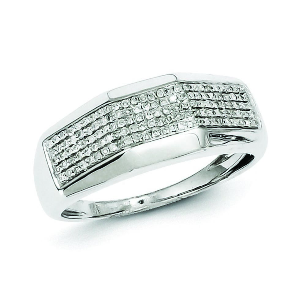 Jewelryweb Sterling Silver Diamond Men Band Ring - Size 9