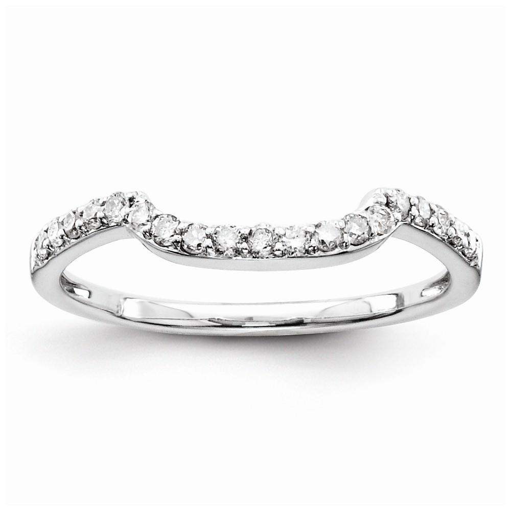 Jewelryweb Sterling Silver Diamond Wedding Band Ring - Size 8