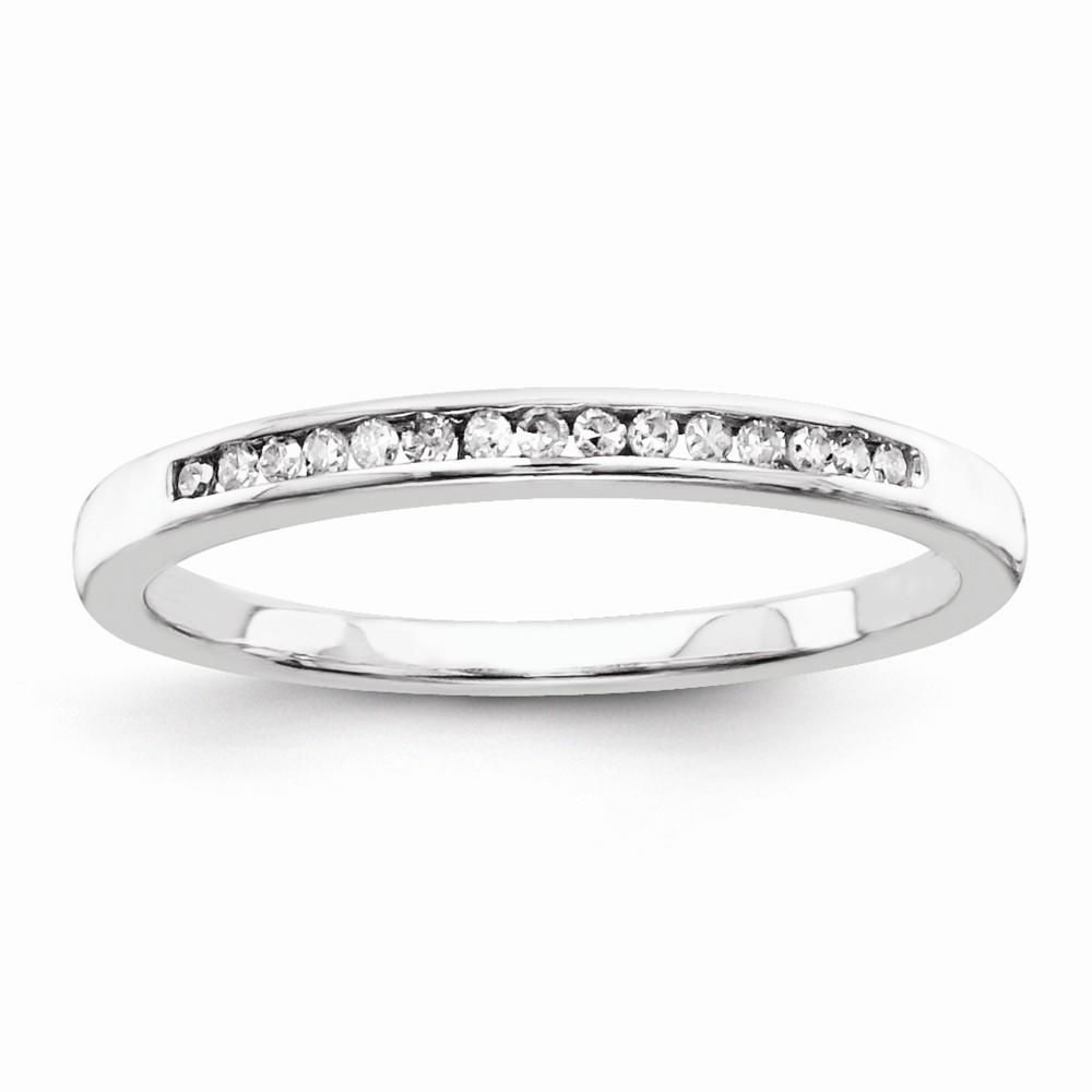 Jewelryweb Sterling Silver Diamond Wedding Band Ring - Size 7