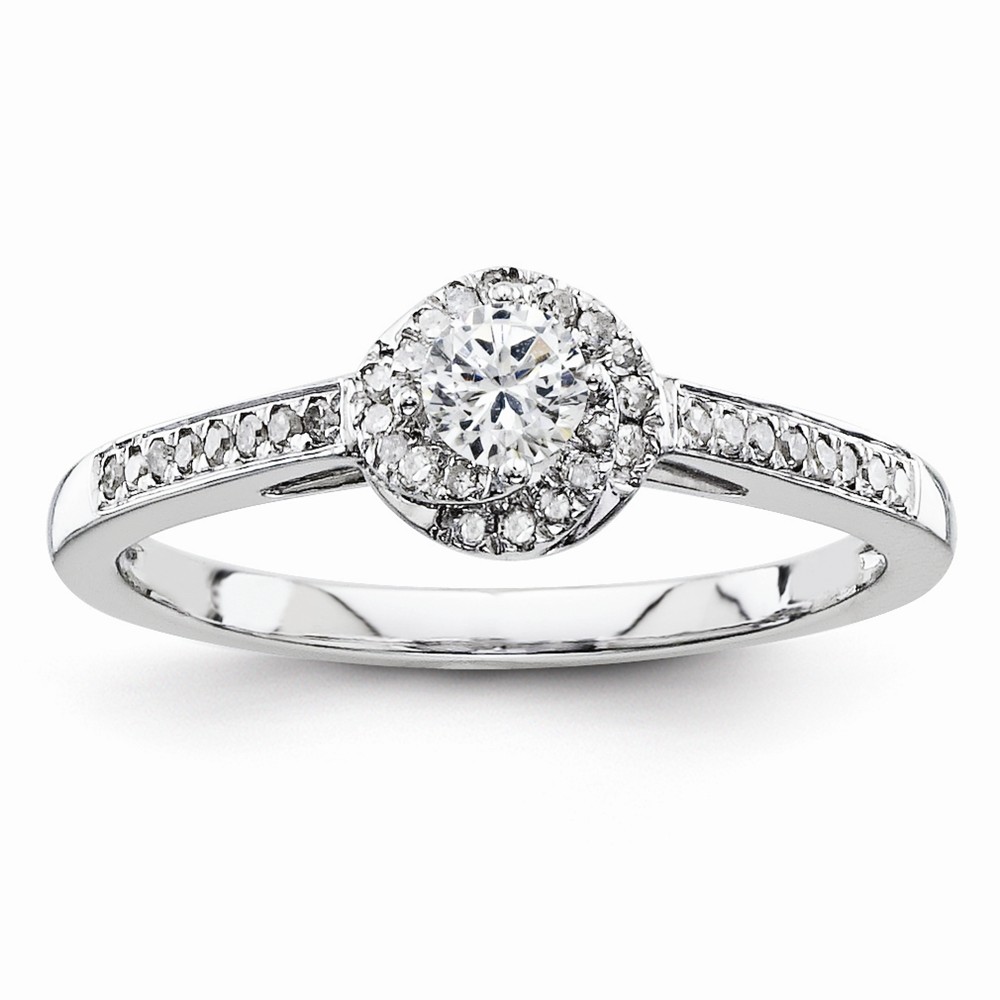 Jewelryweb Sterling Silver Diamond Engagement Ring - Size 8