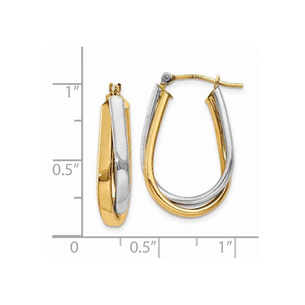 Jewelryweb 14k Two-Tone Gold Double Hoop Earrings