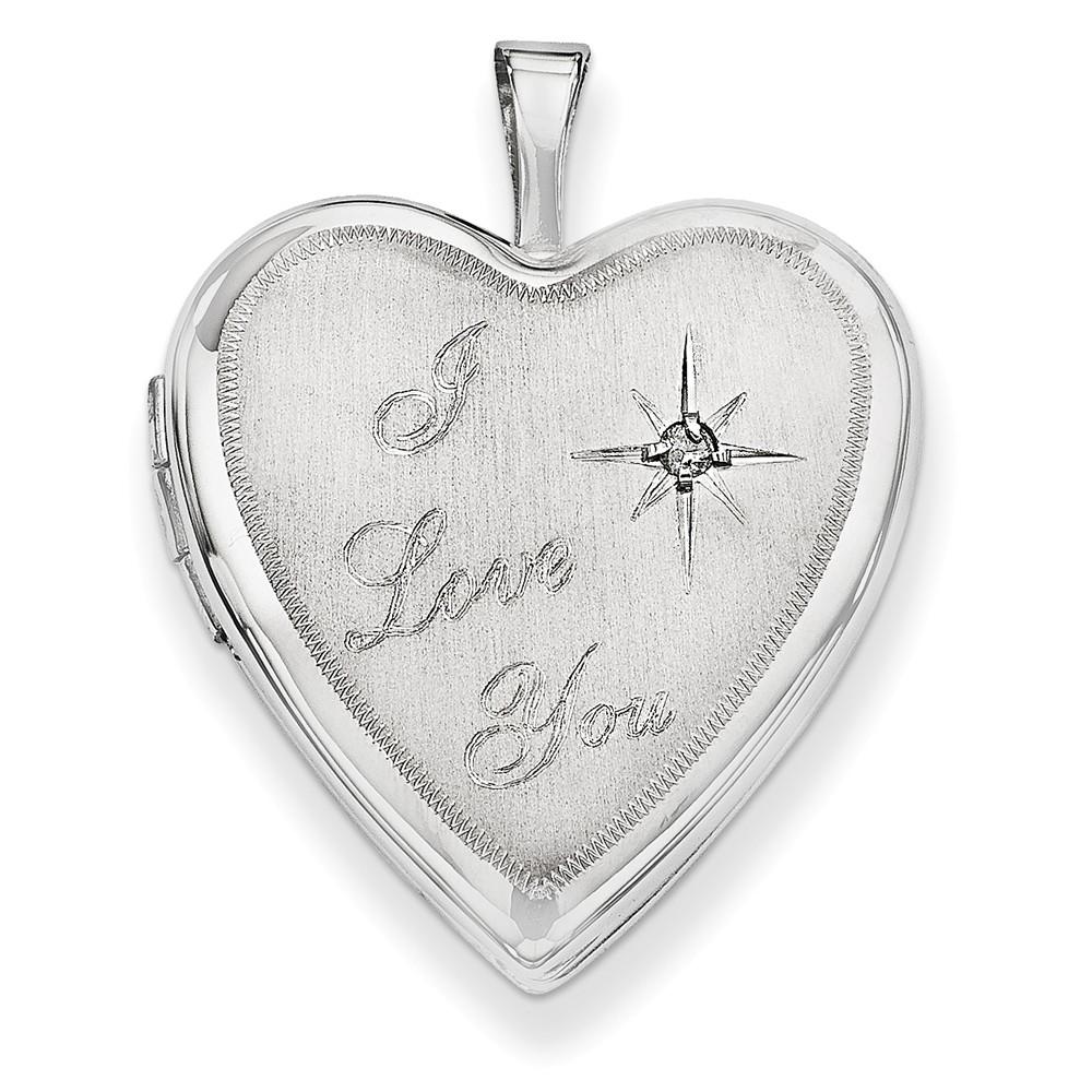 Jewelryweb 14k 20mm White Gold I Love You With Diamond Heart Locket
