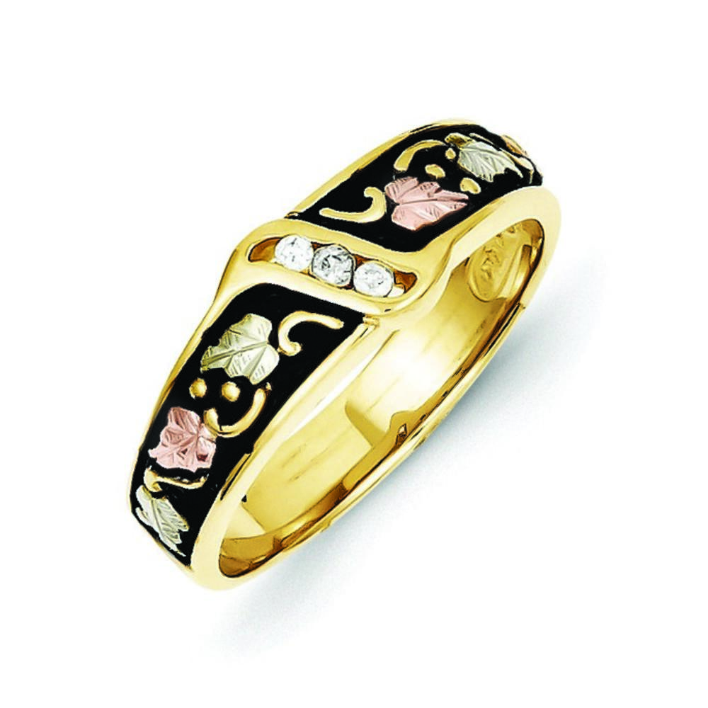 Jewelryweb 10k Tri-color Black Hills Gold Mens Antiqued Wedding Band Ring
