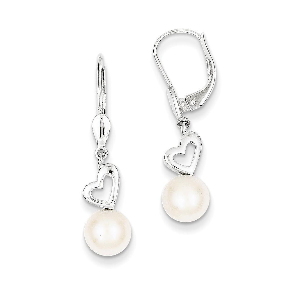 Jewelryweb 14K White Gold Freshwater Cultured Pearl Drop Earrings