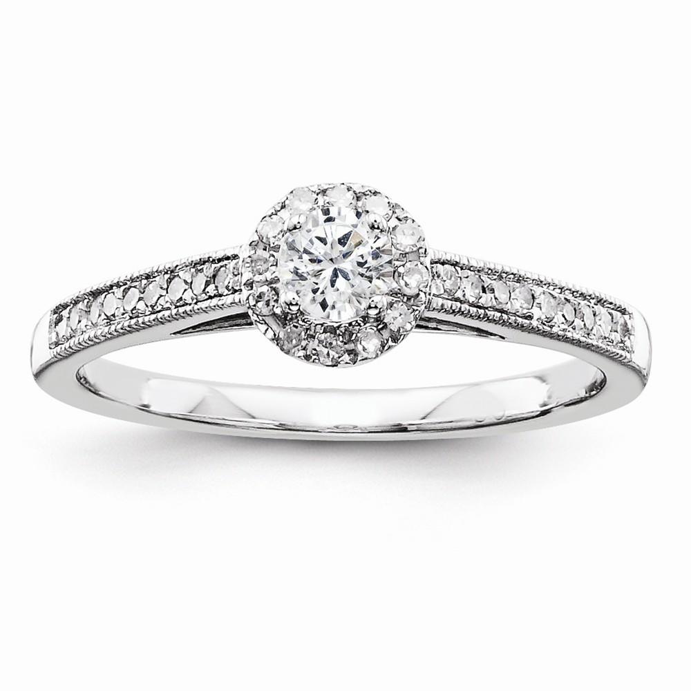 Jewelryweb Sterling Silver Diamond Engagement Ring - Size 6