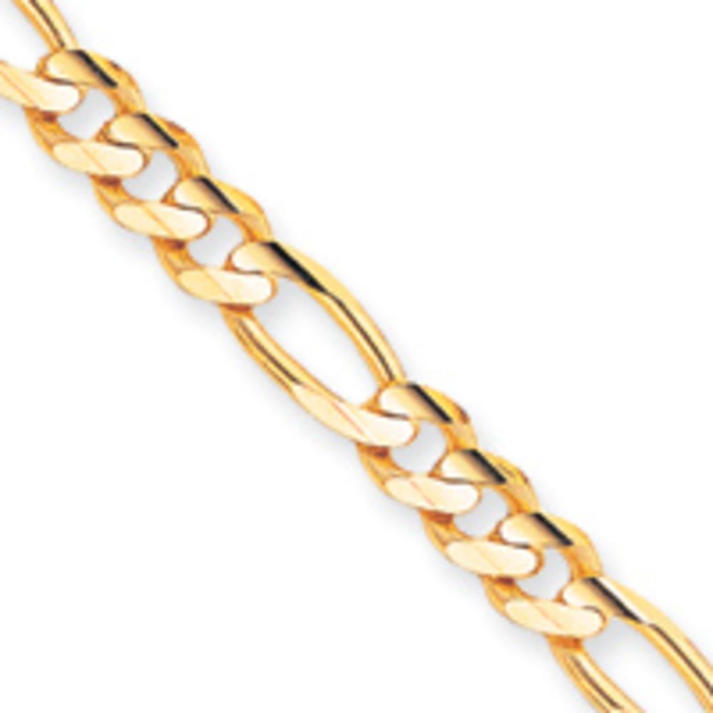Jewelryweb 14k 7.5mm Concave Figaro Link Chain Anklet - 9 Inch - Lobster Claw
