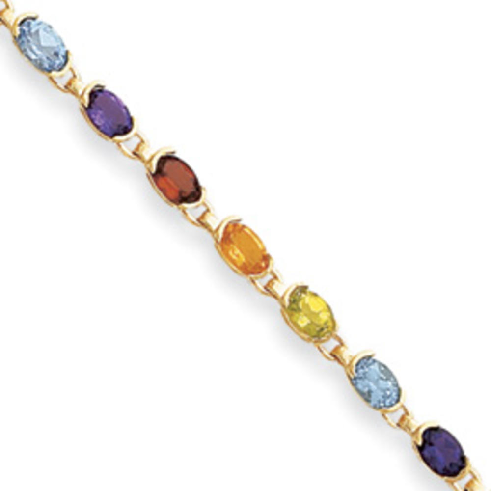 Jewelryweb 14k Yellow Gold Gemstone Rainbow Bracelet - Lobster Claw