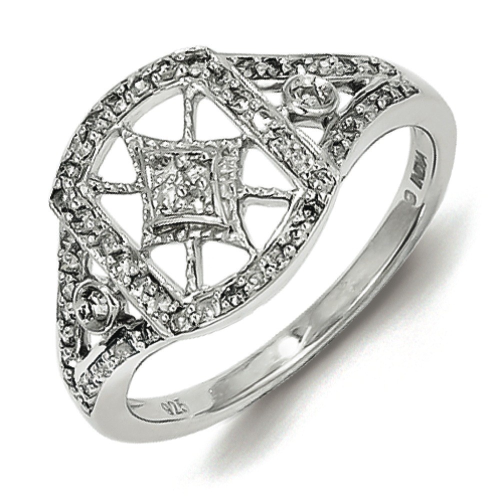 Jewelryweb Sterling Silver Diamond Fashion Ring - Size 8
