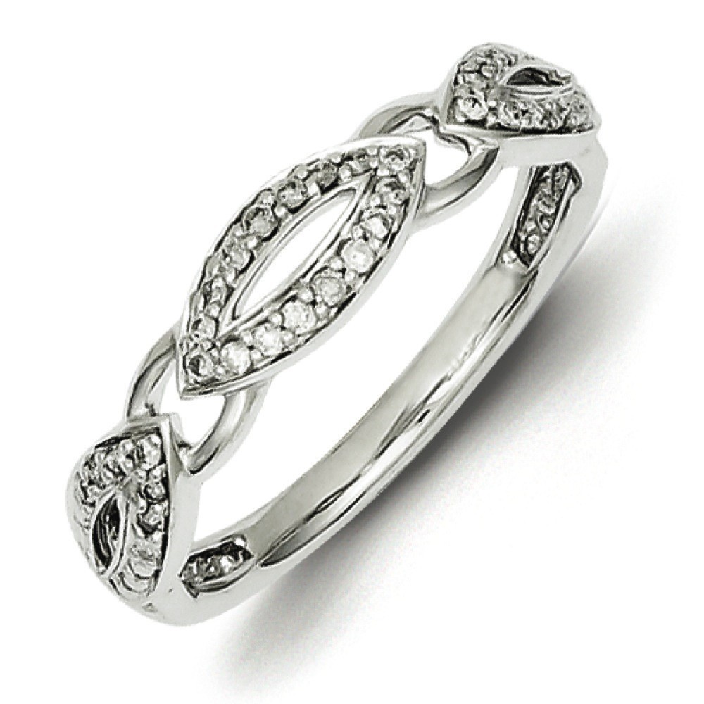 Jewelryweb Sterling Silver Rhodium Plated Diamond Ring - Size 8