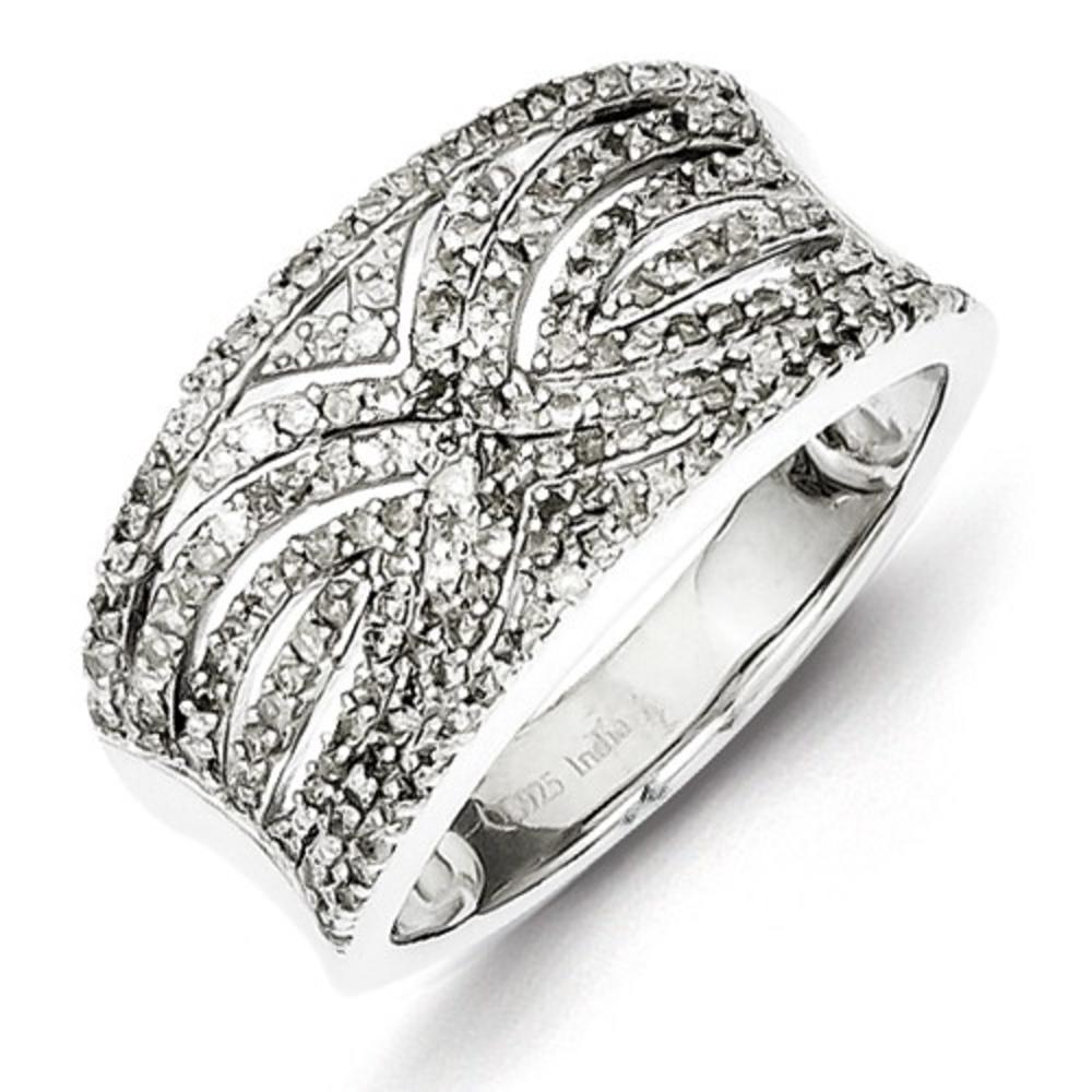 Jewelryweb Sterling Silver Rhodium Plated Diamond Ring - Size 6