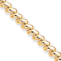 Jewelryweb 14k Faceted San Marco Bracelet - 7 Inch - 7.5mm - Box Clasp