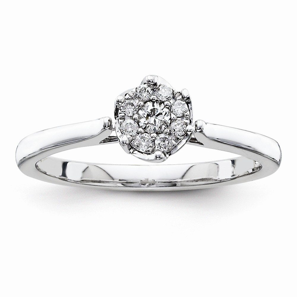 Jewelryweb Sterling Silver Diamond Engagement Ring - Size 7