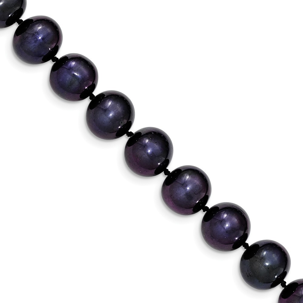 Jewelryweb 14k Yellow Gold 11-12mm Black Egg Shape Freshwater Cultured Pearl Necklace - 24 Inch