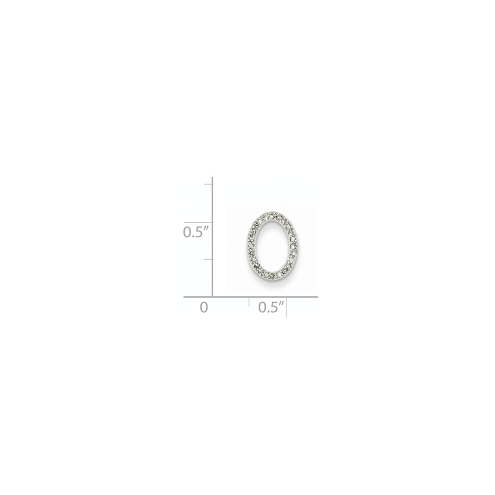 Jewelryweb 14k White Gold Diamond Oval Pendant