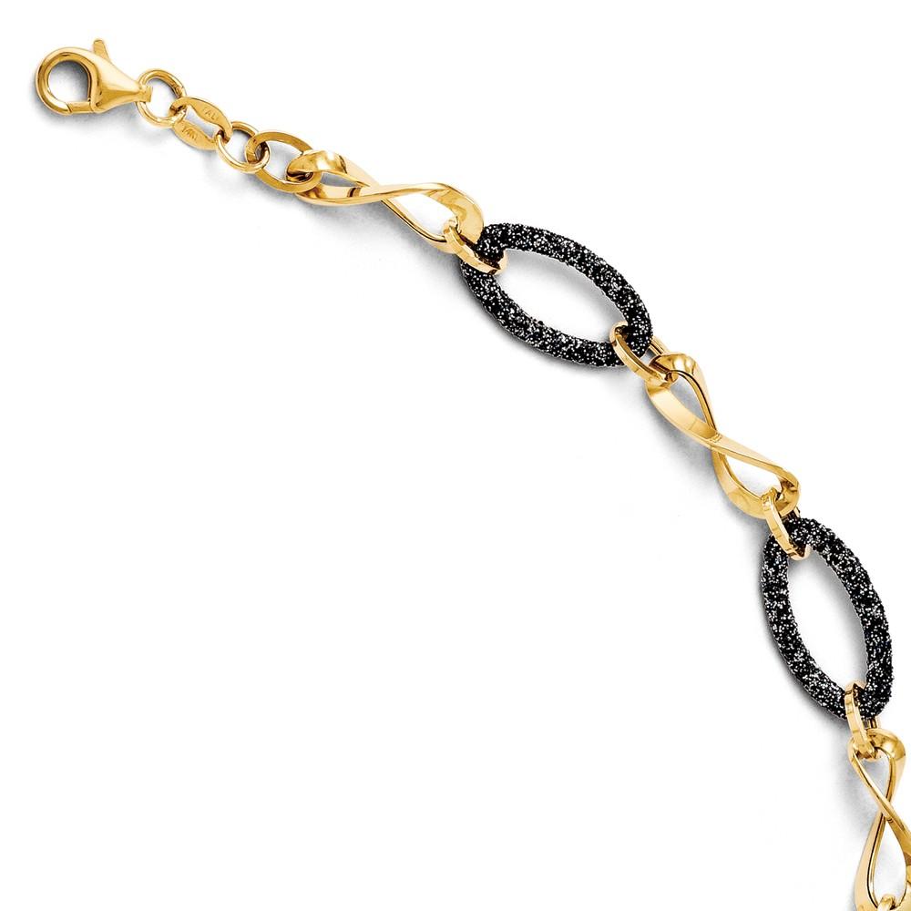 Jewelryweb 14k Yellow Gold With Black Rhodium Bracelet - 7.25 Inch