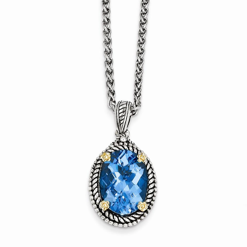 Jewelryweb Sterling Silver With 14k 6.00Swiss Blue Topaz 18inch Necklacekalce