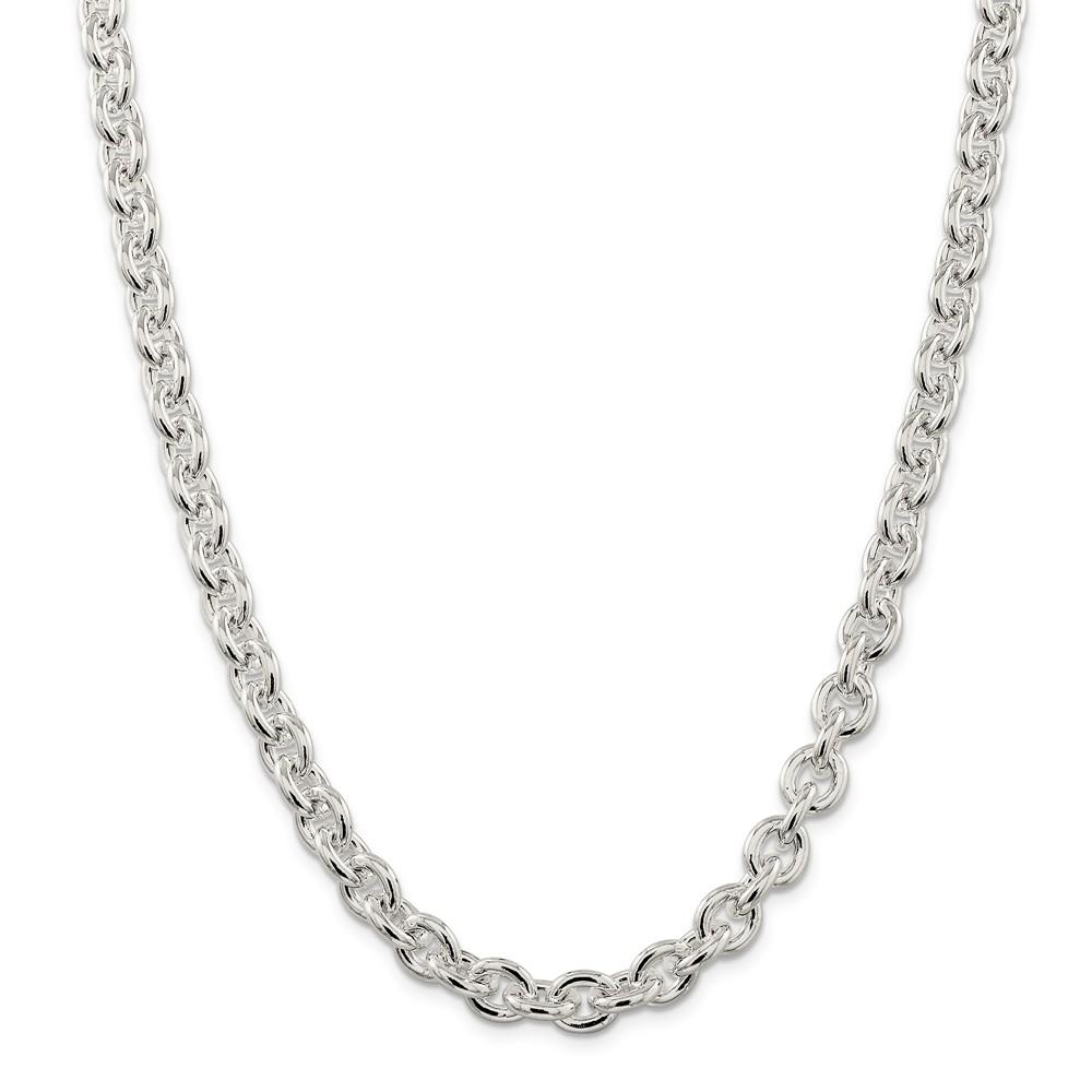 Jewelryweb Sterling Silver Rolo Chain Necklace - 20 Inch - 8.8mm - Lobster Claw