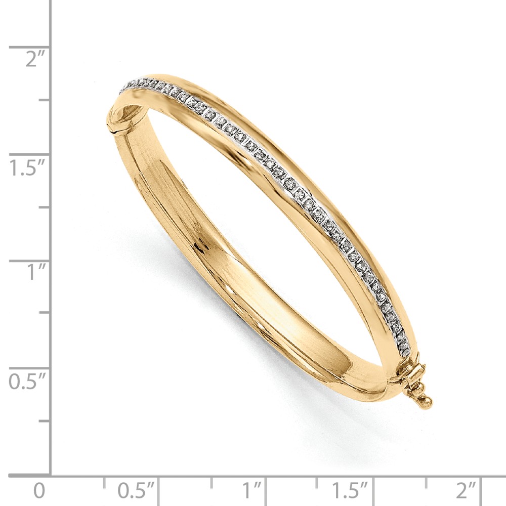 Jewelryweb 14k Yellow Gold Diamond Fascination Hinged Baby Bangle Bracelet