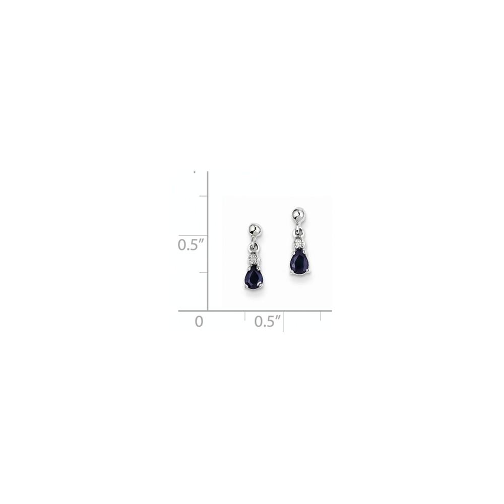Jewelryweb 14k White Gold Blue Sapphire and Diamond Dangle Post Earrings