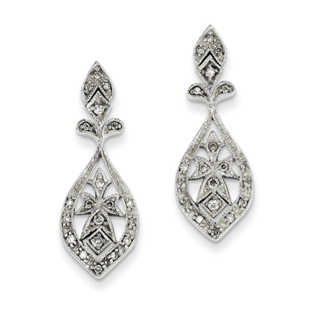 Jewelryweb 14k White Gold Fancy Diamond Earrings