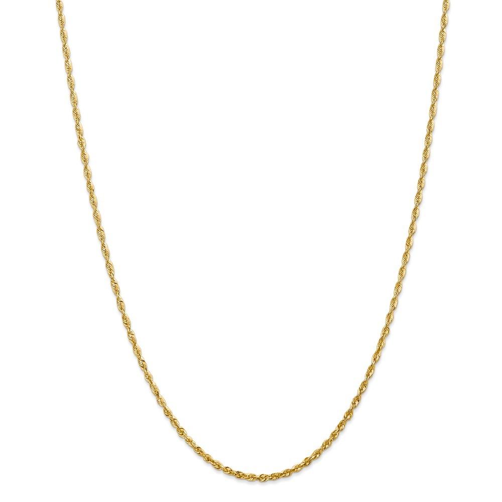 Jewelryweb 14k Yellow Gold 2.15mm Sparkle-Cut Extra-lite Rope Chain Necklace - 14 Inch