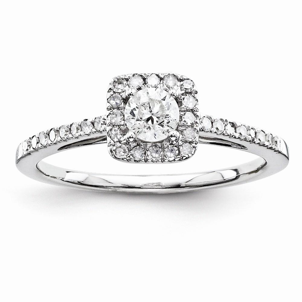Jewelryweb Sterling Silver Diamond Engagement Ring - Size 8