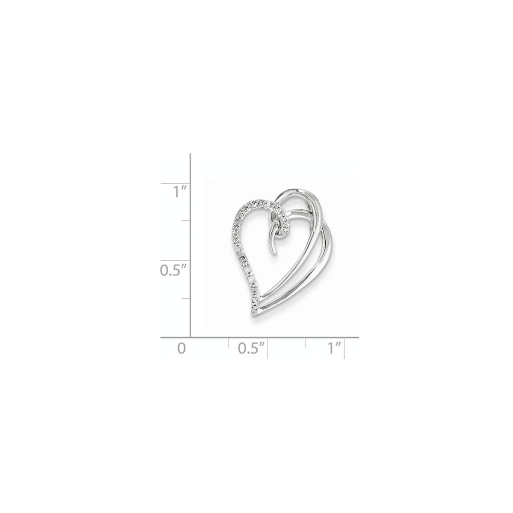 Jewelryweb 14k White Gold and Diamond Heart Pendant Slide