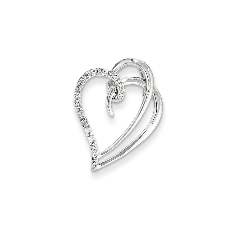 Jewelryweb 14k White Gold and Diamond Heart Pendant Slide