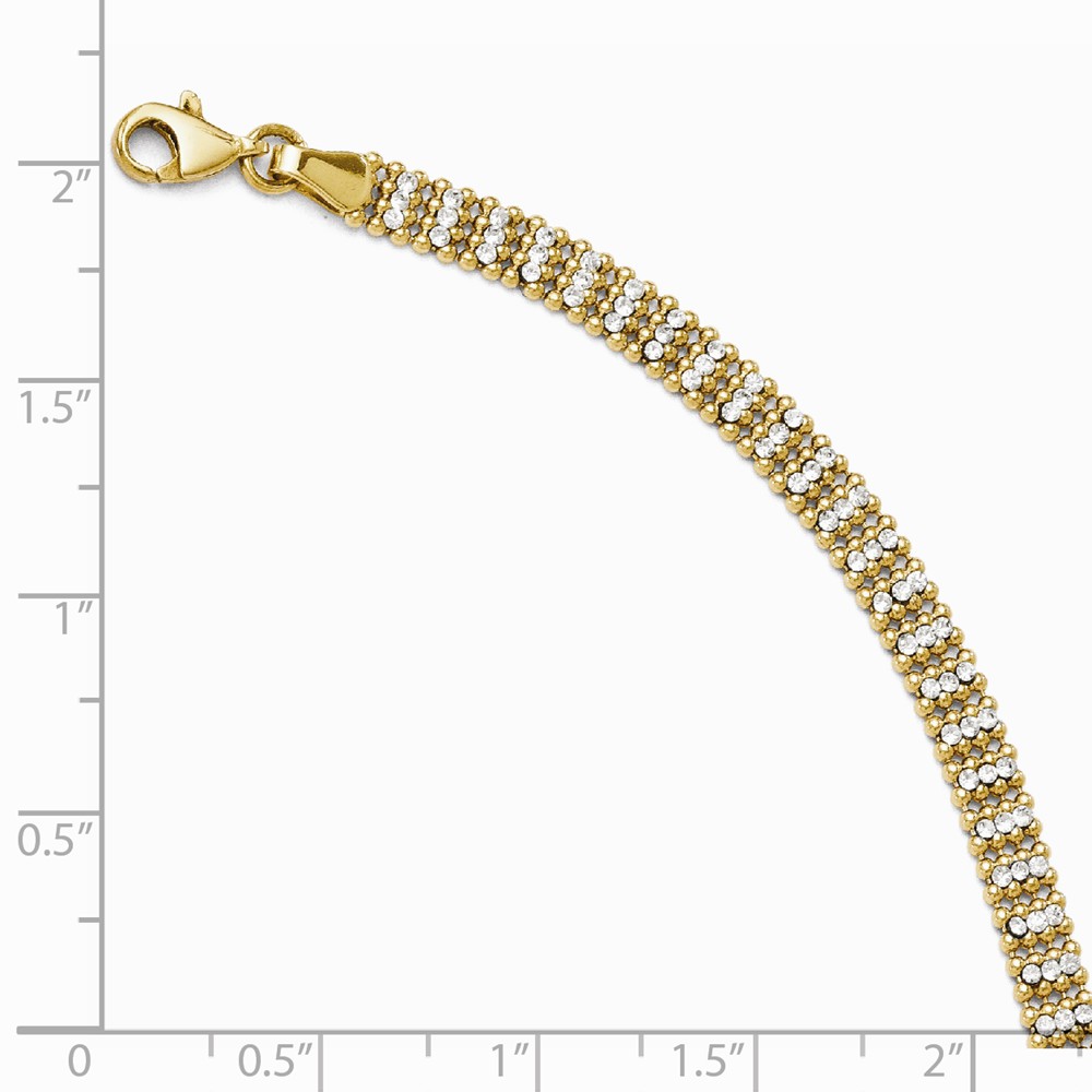 Jewelryweb 14k Yellow Gold Cubic Zirconia Bracelet - 7 Inch