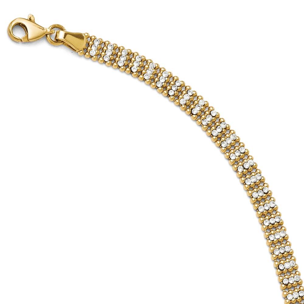 Jewelryweb 14k Yellow Gold Cubic Zirconia Bracelet - 7 Inch