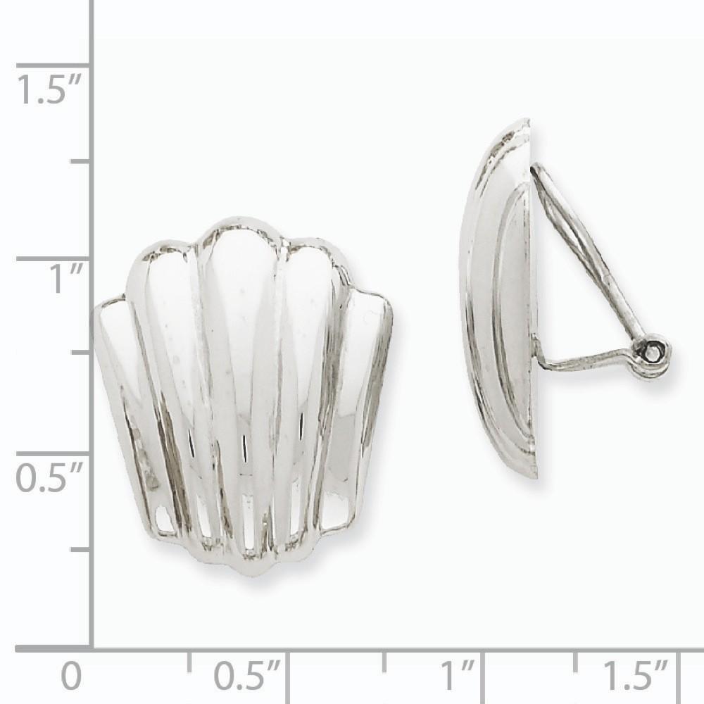 Jewelryweb 14k White Gold Polished Non-pierced Omega Back Earrings