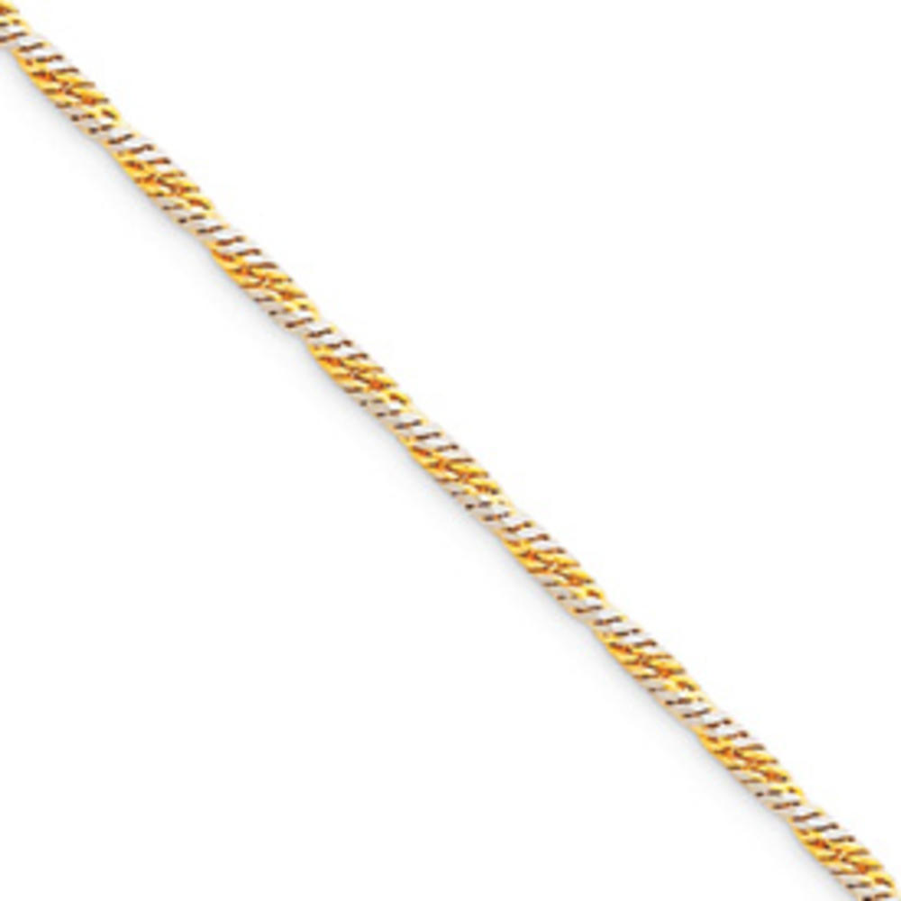 Jewelryweb 14k Two-Tone 1.9mm Twisted Curb Chain Necklace - 16 Inch - Lobster Claw