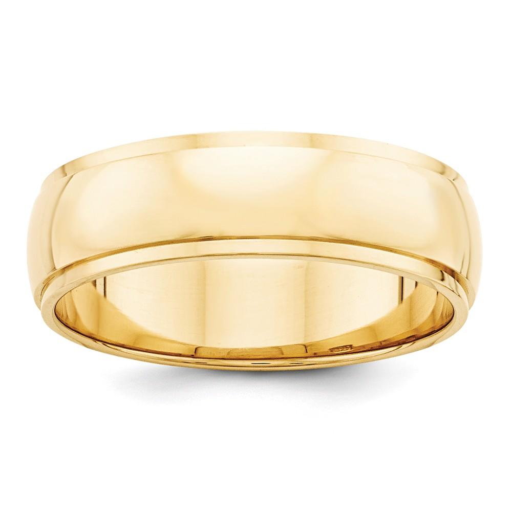Jewelryweb 14k 6mm Half-Round Edge Band Ring - Size 9