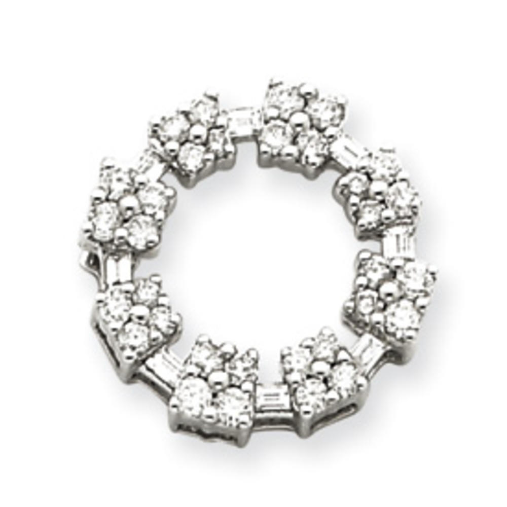 Jewelryweb 14k White Gold Diamond Circle Pendant